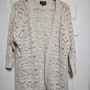 Elegant Cream Open Knit Cardigan